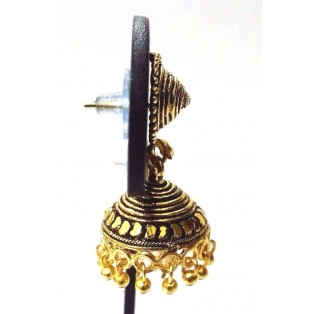 Golden Oxidized Earrings Jhumka Jhumki Jewelry Bollywood Drop Dangle Long EA170